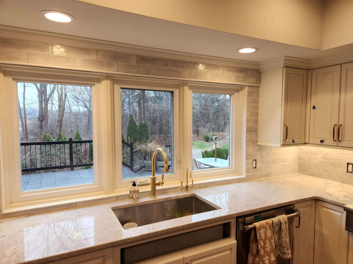 Finished kitchen remodel with quartz counters and custom cabinetry